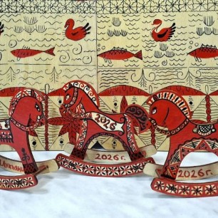 Ёлочные игрушки - Мезенские лошадки качалки