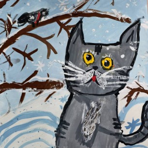 Котенок и снегирь