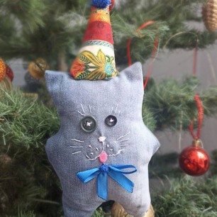 Ёлочная игрушка " Весёлый кот"