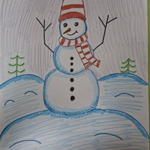 Мой зимний друг, снеговик.