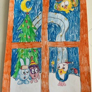 Зимний пейзаж из мира «Смешариков»