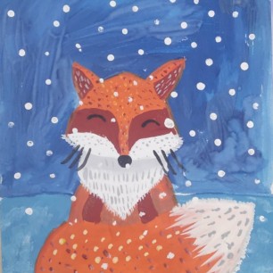 лисичка радуется зиме