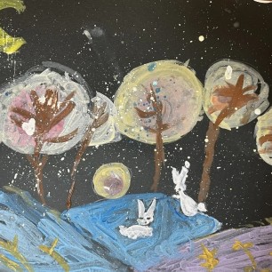 Ночь в заснеженном лесу