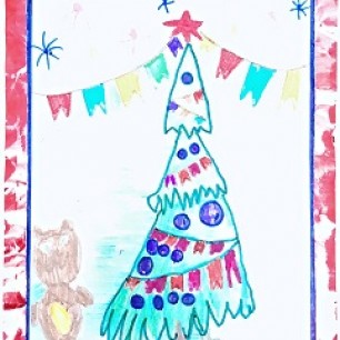 Новогодняя открытка для бабушки и дедушки