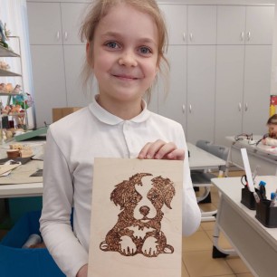 Выжигание по дереву. "Щенок"