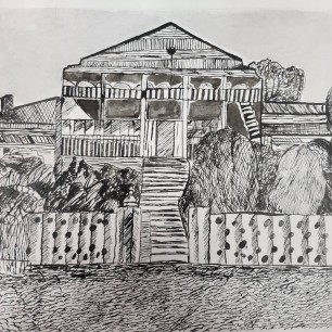 Барский дом ,  размер 30х80    тушь, перо 2026г.