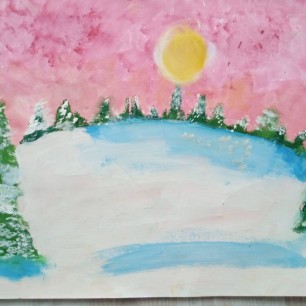 Зимнее озеро в лесу