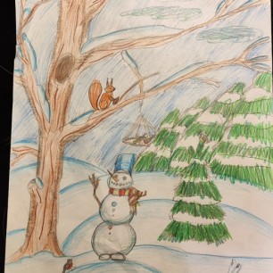 Снеговик в лесу