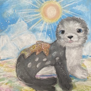 Тюлень поймал рыбку