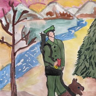 Пограничник с собакой.