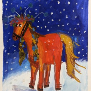 Красная огненная лошадь!