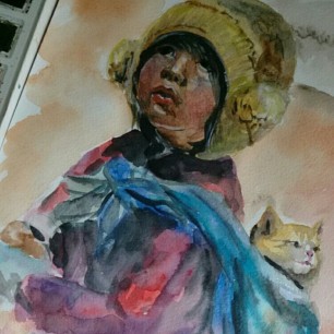 "Тибетский мальчик с котом"