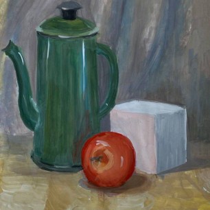 Натюрморт с зелёным кофейником