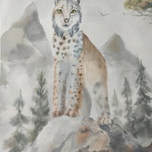 Рысь в тумане леса