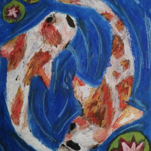 Карпы Кои в пруду