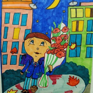 Иллюстрация к стихотворению "В школу"