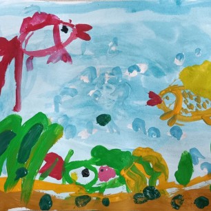 Яркие рыбки в аквариуме