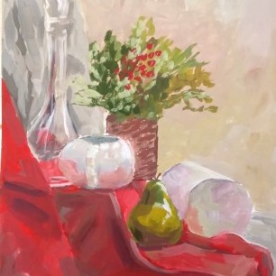 Натюрморт с красной драпировкой