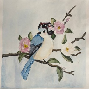 Птичка на цветущей ветке