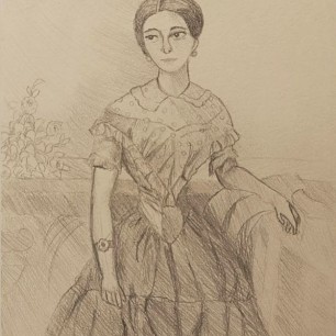 Портрет по мотиву неизвестной дамы в голубом платье и с красной шалью. Гау В. И.