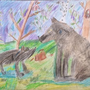 Волчица с волчонком