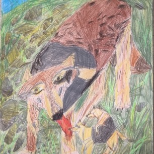 Волчица с волчатами