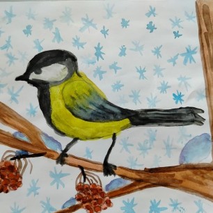 Синичка зимой