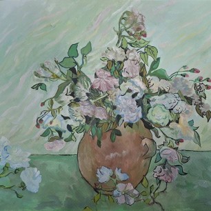 "Натюрморт: Ваза с розовыми розами"