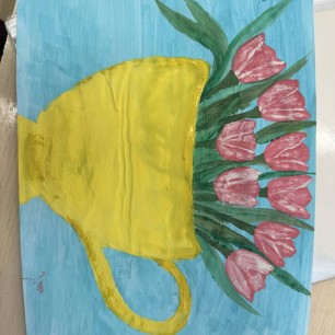 «Натюрморт: чашка с тюльпанами»