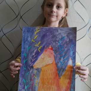 Лиса в ночном лесу