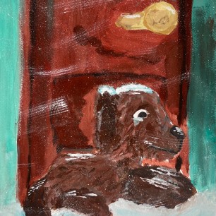 "Каштанка засыпает у дверей подъезда"