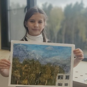 Вид на лес из окна школы