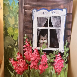 Кошачье утро в деревне