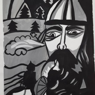 Говорящая голова и богатырь (Руслан и Людмила, А.С.Пушкин)