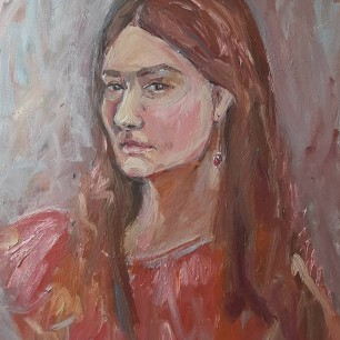 Портрет девушки в красном