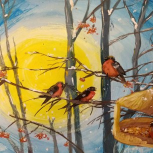 "Уютная зима у снегирей..."