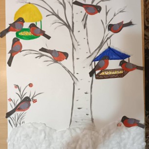 "Снегири у кормушек"