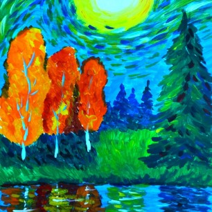 Осенний пейзаж в стиле Ван Гога.