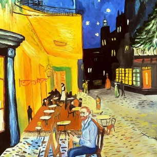 По мотивам работ Винсента Ван Гога "Ночная терраса кафе" и ""Автопортрет"