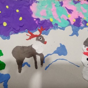 Олень и северное сияние