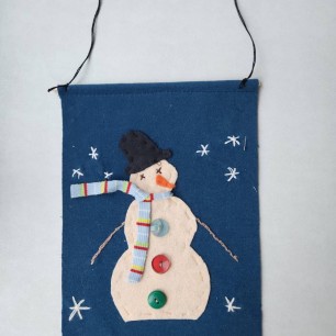 Аппликация из ткани «Снеговик»