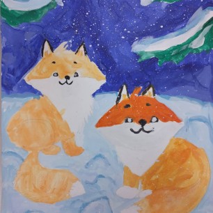 Лисята зимой