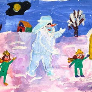 Вот какой снеговик! Зимняя сказка.