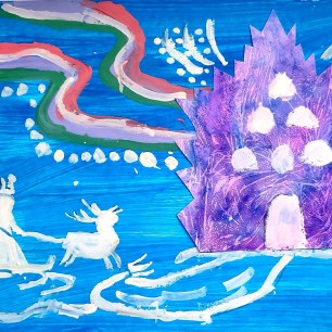 Снежная королева мчится в ледяной дворец.