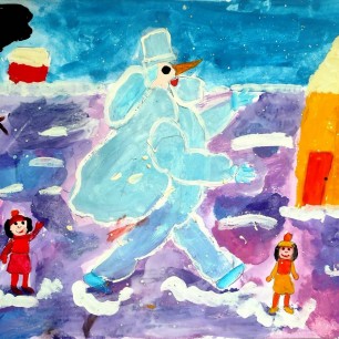 Зимняя сказка. Прогулка со снежным великаном.