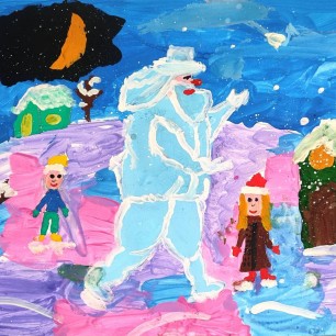 Волшебство зимней ночи. Оживший снеговик.