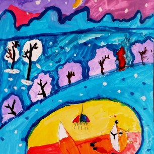 Как уютно лисичке в норке зимней ночью.