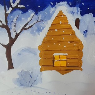 У леса на опушке жила зима в избушке