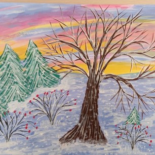 "Закат над зимним лесом"