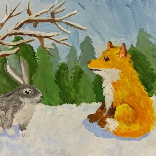 Лисёнок и зайчик